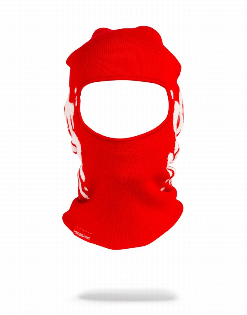 Red Sprayground Money Drips Men\'s Ski Masks | 604590905