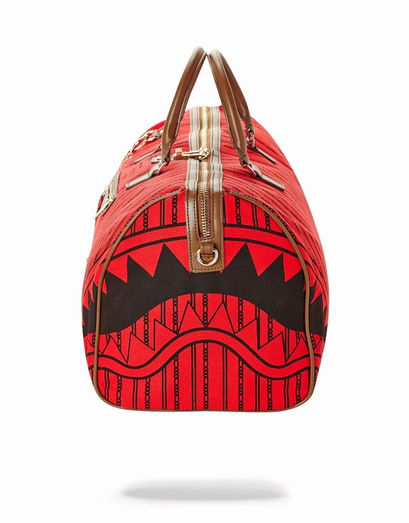 Red Sprayground Reverse Sharks In Paris Men's Duffle Bags | 107038391