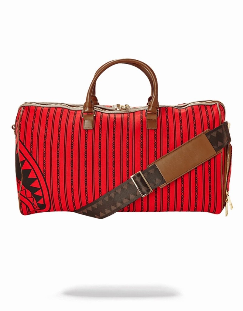Red Sprayground Reverse Sharks In Paris Men's Duffle Bags | 107038391