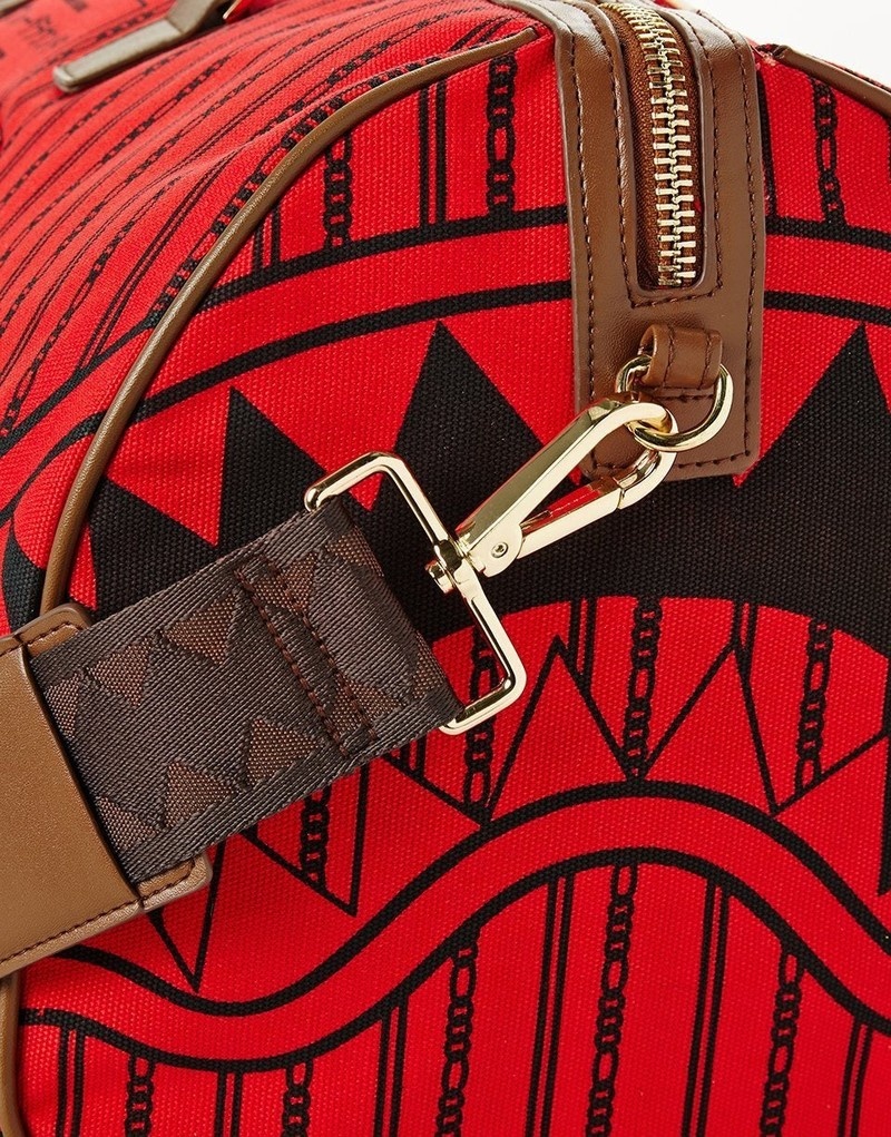 Red Sprayground Reverse Sharks In Paris Men's Duffle Bags | 107038391