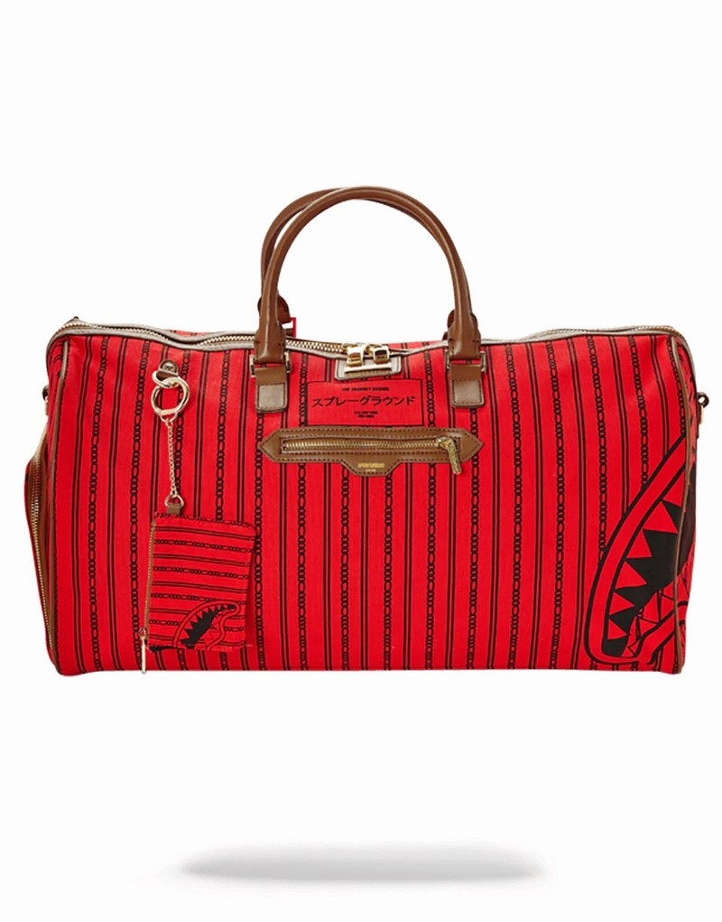Red Sprayground Reverse Sharks In Paris Men\'s Duffle Bags | 107038391
