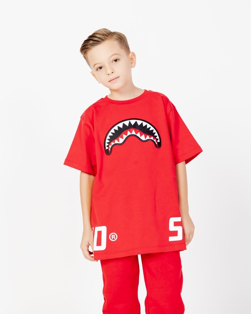 Red Sprayground Smooth Kids\' T Shirts | 244681460