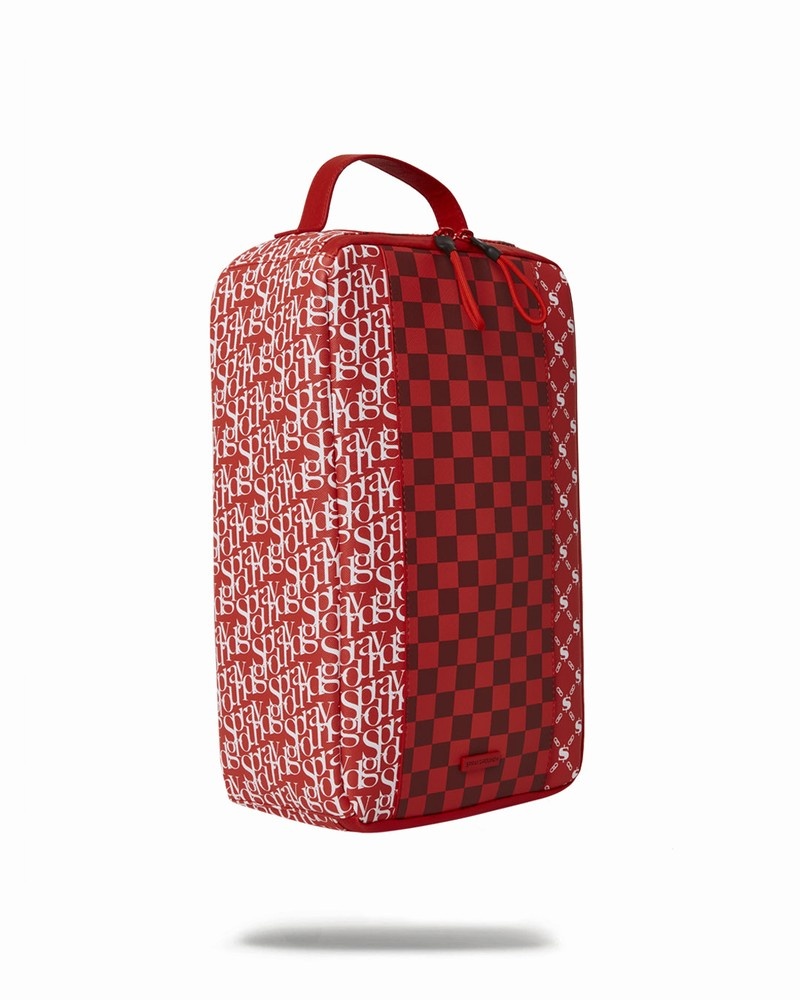 Red Sprayground Tri Split Sneaker Holder Men's Clutch Bags | 972145442