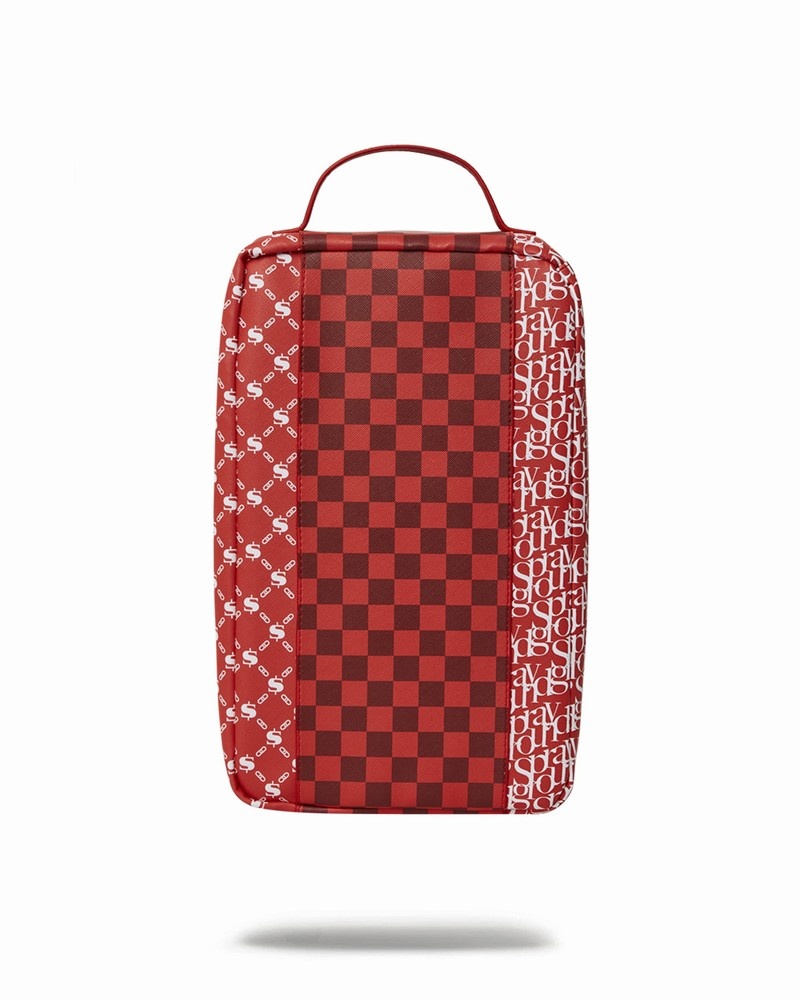 Red Sprayground Tri Split Sneaker Holder Men's Clutch Bags | 972145442
