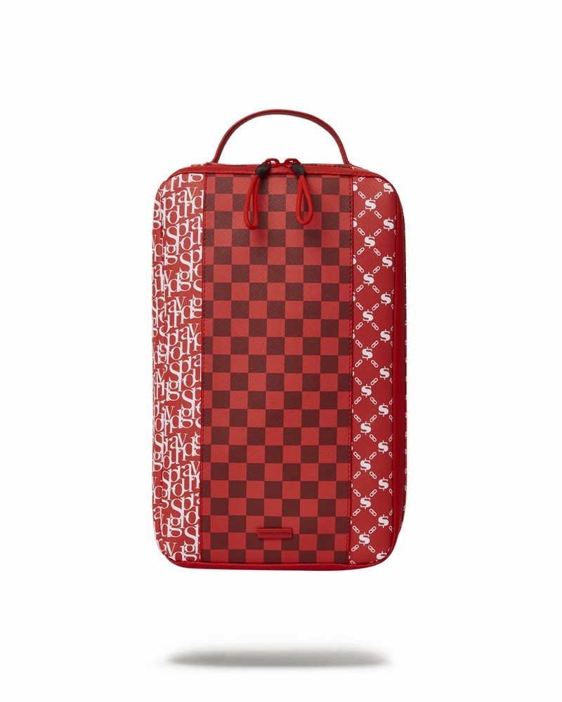 Red Sprayground Tri Split Sneaker Holder Men\'s Clutch Bags | 972145442