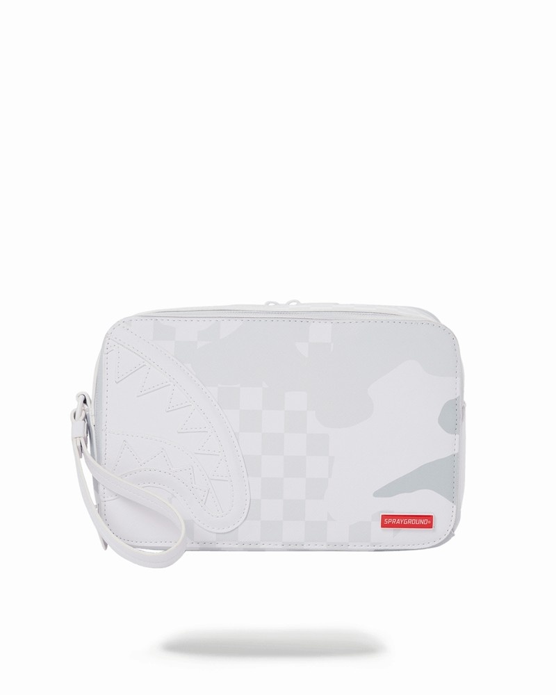 White Sprayground 3am Le Blanc Men\'s Toiletry Bags | 16548891