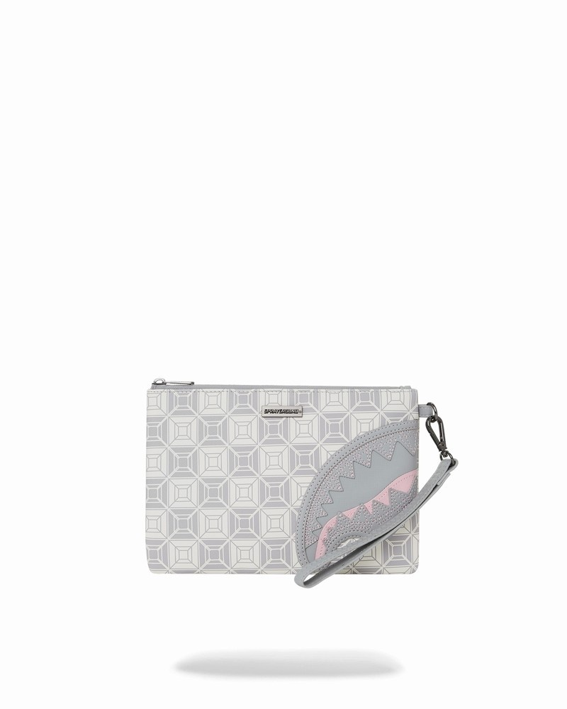 White Sprayground A.I.8 African Intelligence Booked & Busy Crossover Men\'s Clutch Bags | 264261836
