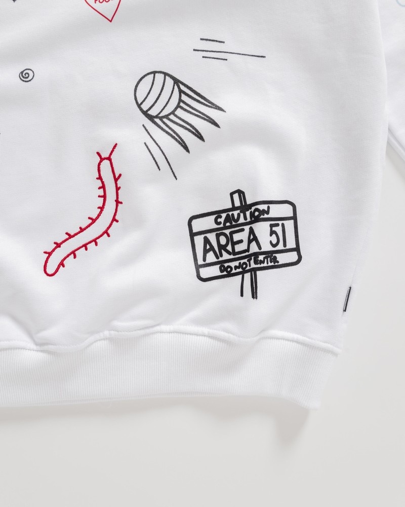 White Sprayground Alien Doodle Men's Hoodie | 288169857