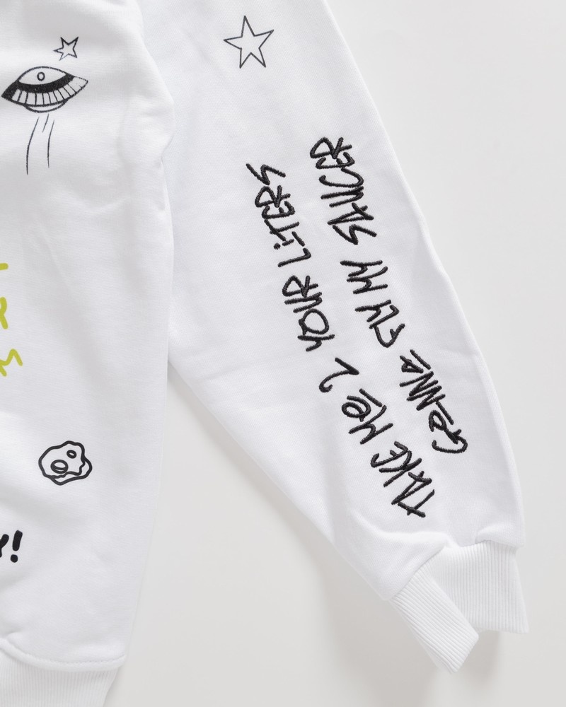White Sprayground Alien Doodle Men's Hoodie | 288169857