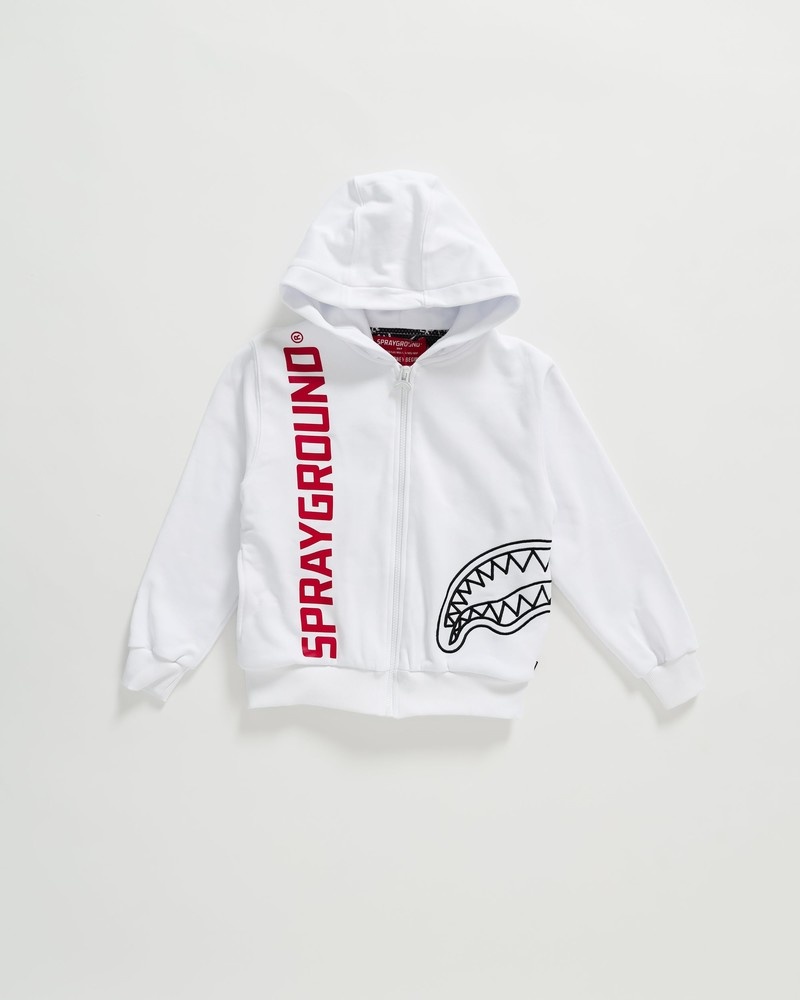 White Sprayground Basic Fullzip Kids\' Hoodie | 413829527