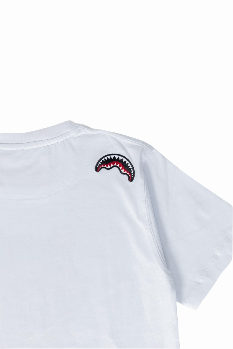 White Sprayground Bear Hangtag Kids' T Shirts | 917620557