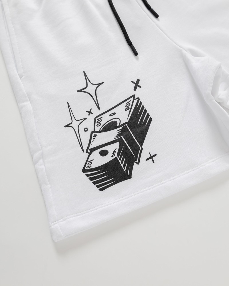 White Sprayground Bermuda B&w Comic Shark Basket Women's Shorts | 122650500