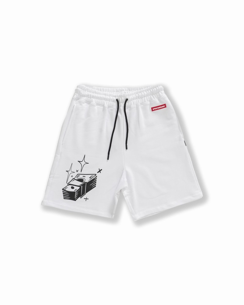White Sprayground Bermuda B&w Comic Shark Basket Women\'s Shorts | 122650500