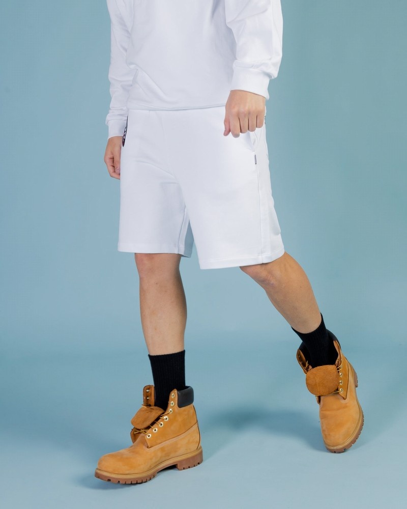 White Sprayground Bermuda Label Shark Men's Shorts | 693899896