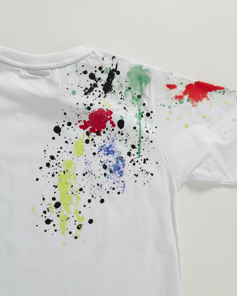 White Sprayground Color Splat Kids' T Shirts | 596374132