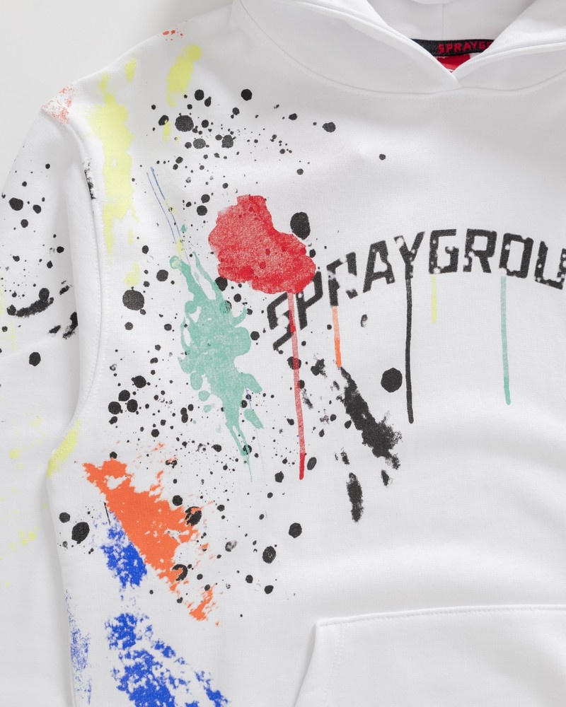 White Sprayground Color Splat Women's Hoodie | 759805235