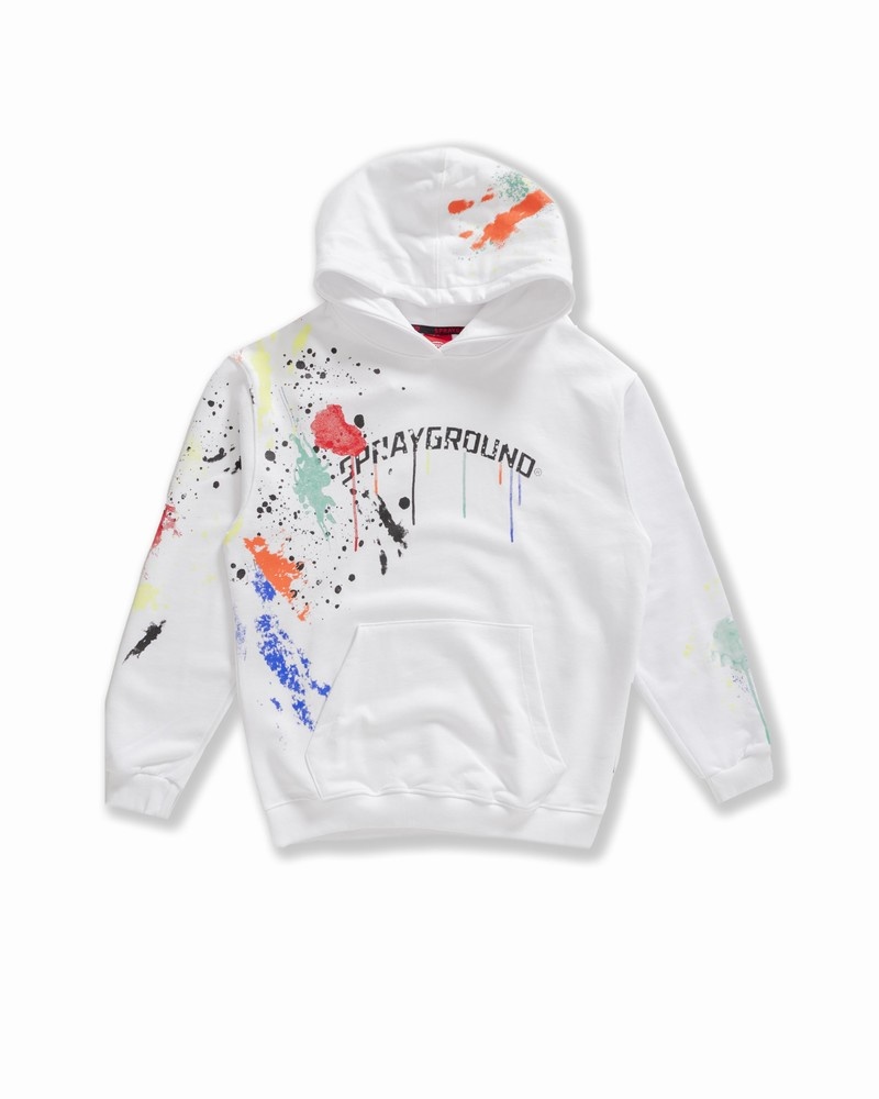 White Sprayground Color Splat Women\'s Hoodie | 759805235