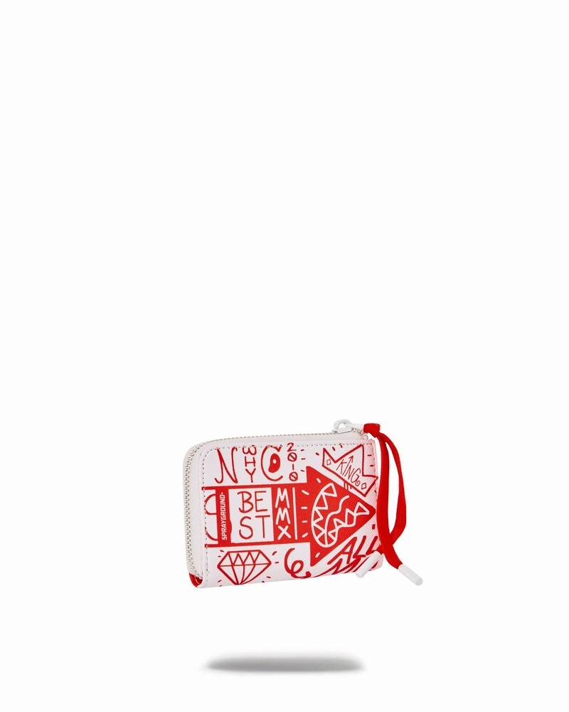 White Sprayground Danger Danger Men's Wallets | 675671859