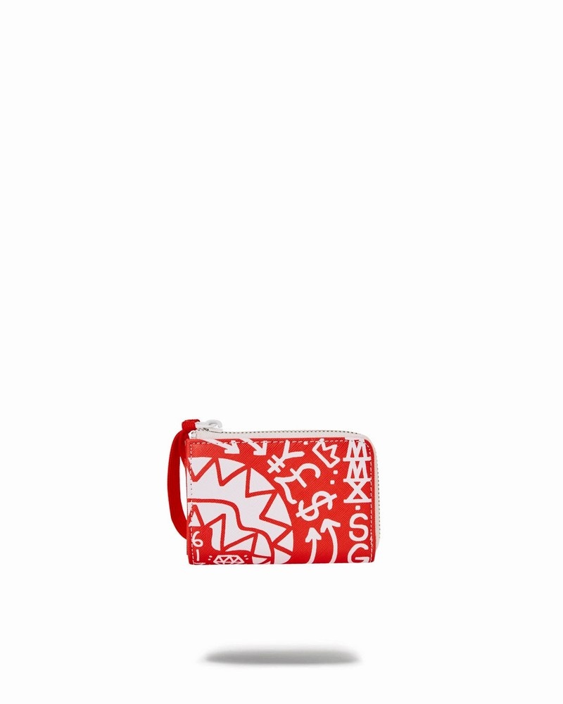 White Sprayground Danger Danger Men's Wallets | 675671859