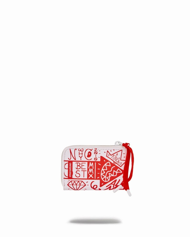 White Sprayground Danger Danger Men\'s Wallets | 675671859