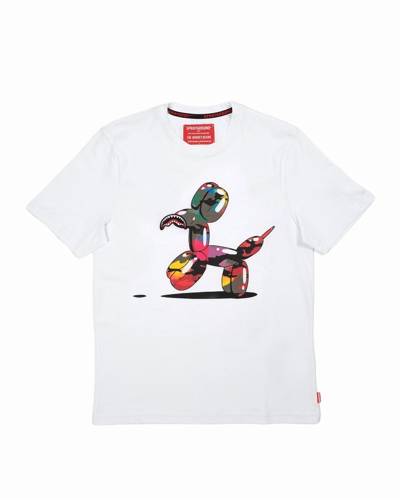 White Sprayground Dog Joker Kids' T Shirts | 322750671
