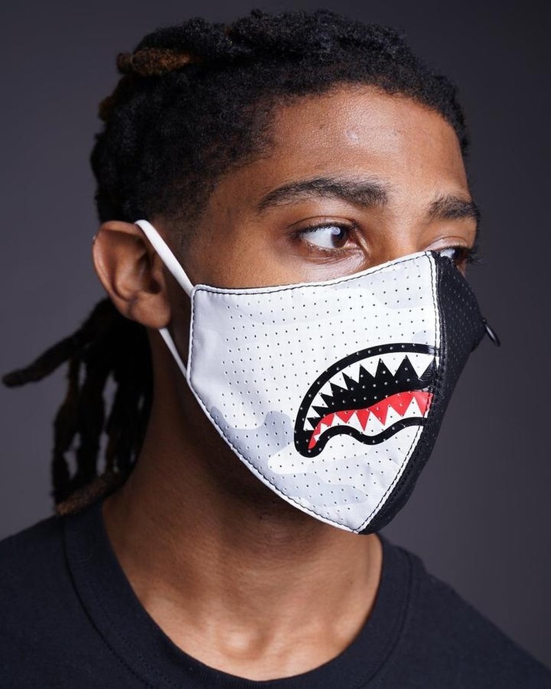 White Sprayground Fixed Filter Damage Control Pvc Fashion Men's Face Masks | 886886639
