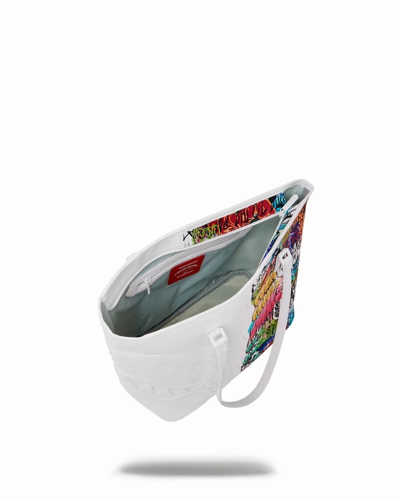 White Sprayground Half Graff Men's Tote Bags | 148870015