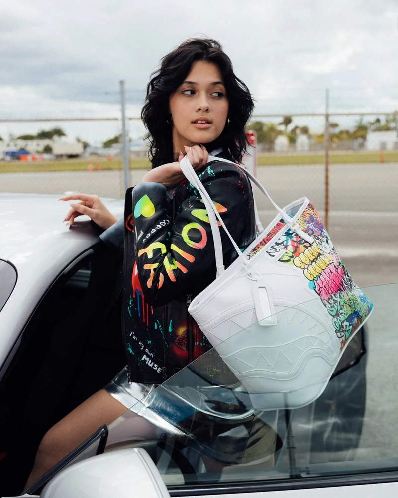 White Sprayground Half Graff Men's Tote Bags | 148870015