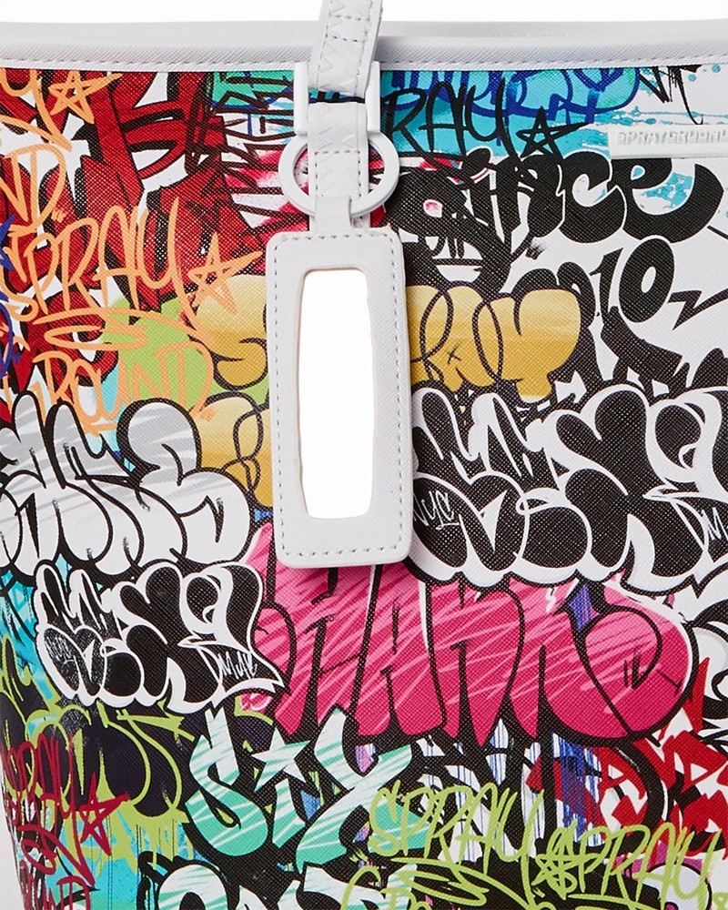 White Sprayground Half Graff Men's Tote Bags | 148870015