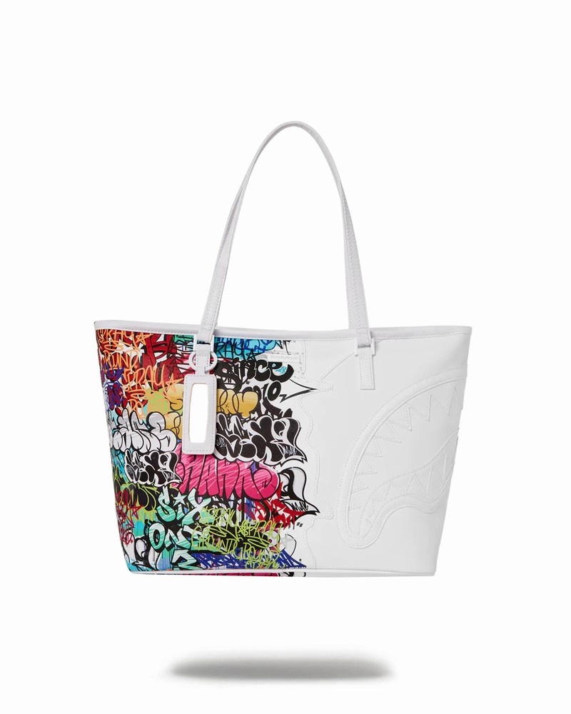 White Sprayground Half Graff Men\'s Tote Bags | 148870015