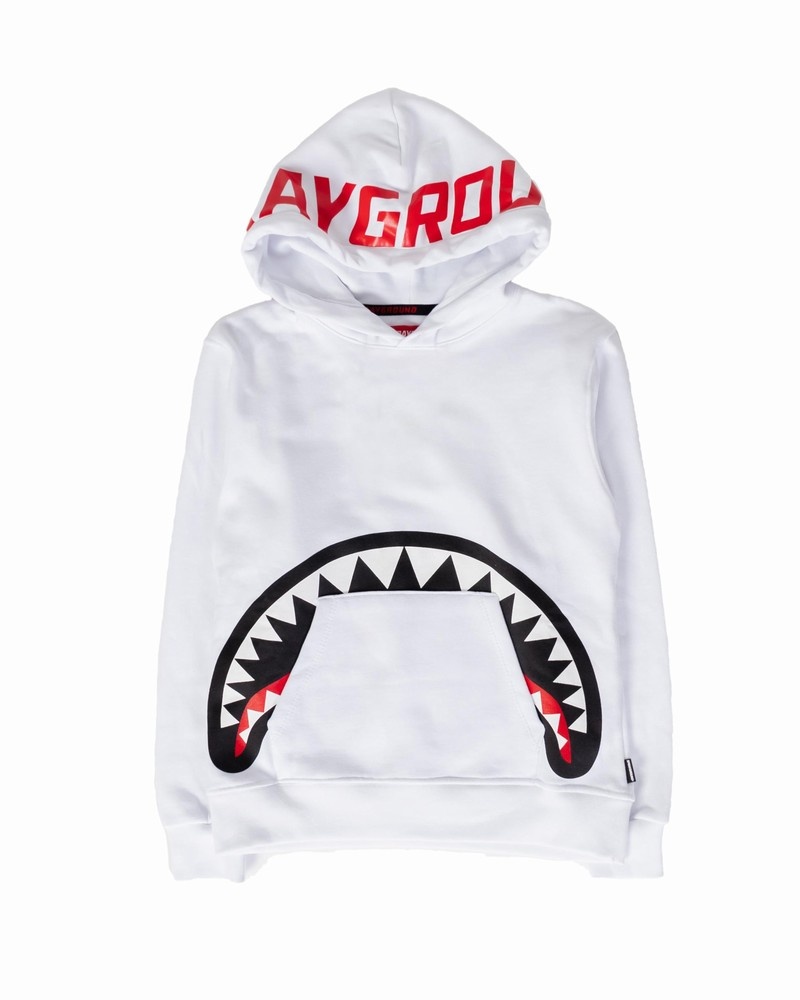 White Sprayground Hidden Shark Kids\' Hoodie | 696147268