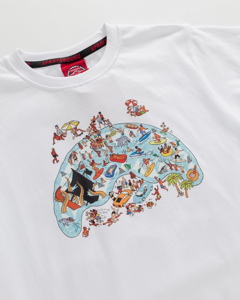 White Sprayground House Party Kids' T Shirts | 208949381