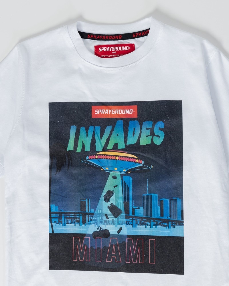 White Sprayground Invaders Kids' T Shirts | 762862950