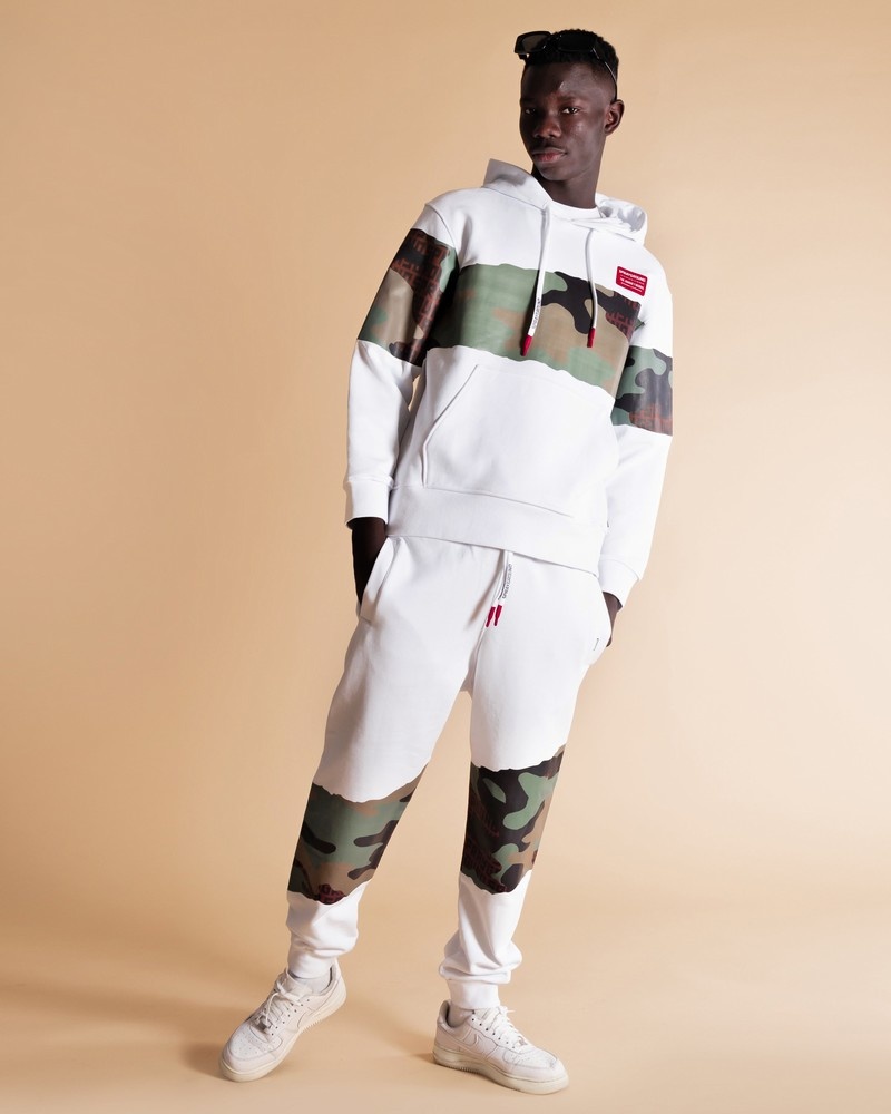 White Sprayground Joggers Andre Camo Men's Pants | 891871883