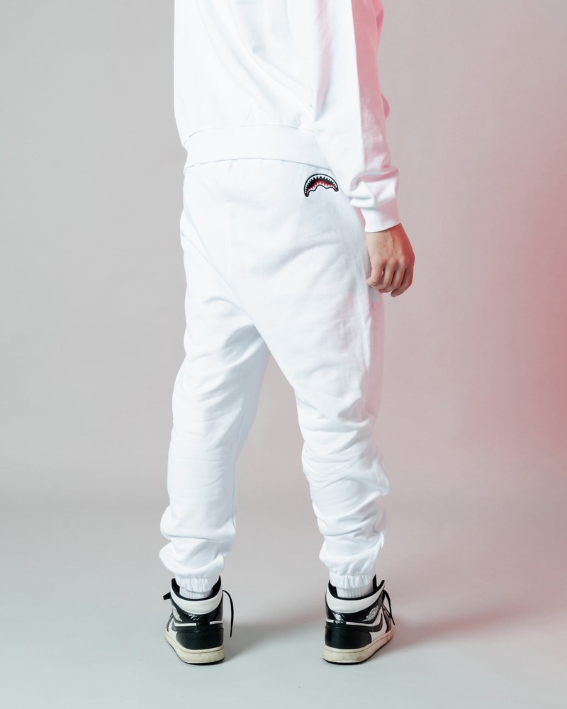 White Sprayground Joggers Shark Shape Basic Men's Pants | 757097561