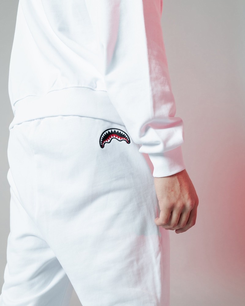 White Sprayground Joggers Shark Shape Basic Men's Pants | 757097561
