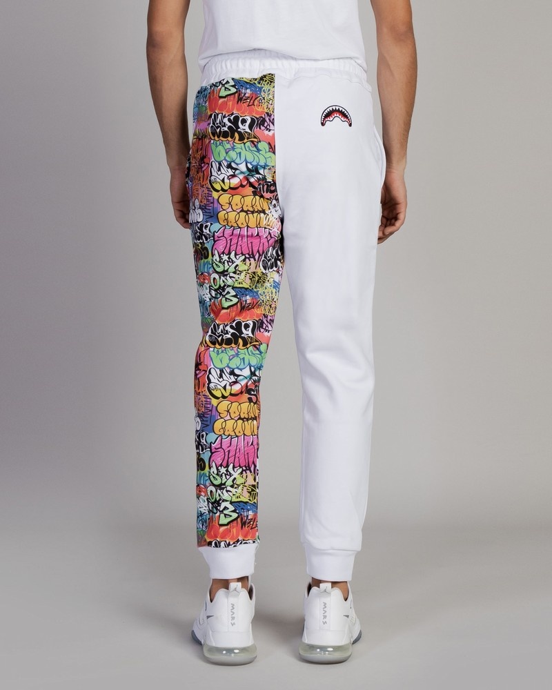 White Sprayground Joggers Tuta Scritte Men's Pants | 455936217