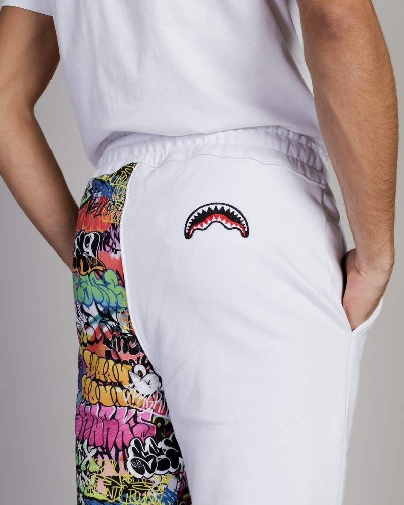 White Sprayground Joggers Tuta Scritte Men's Pants | 455936217