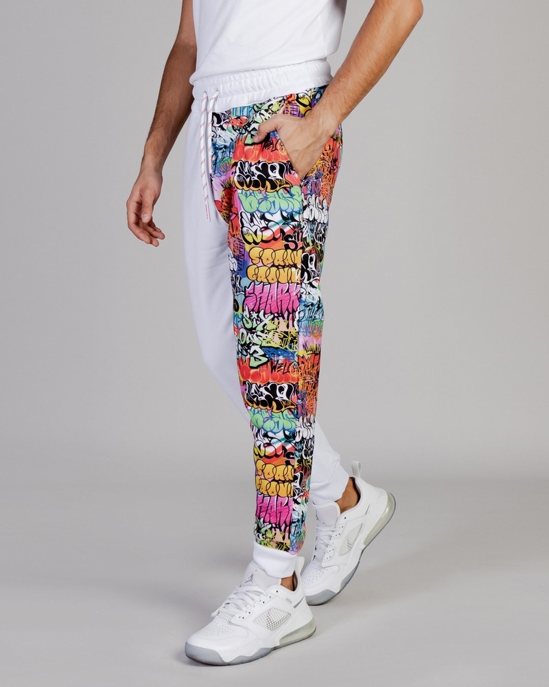 White Sprayground Joggers Tuta Scritte Men\'s Pants | 455936217