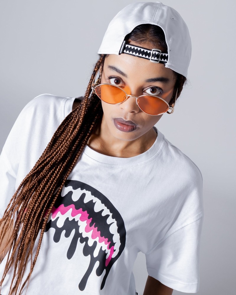 White Sprayground Loose Smooth Crop Women's T Shirts | 279452536