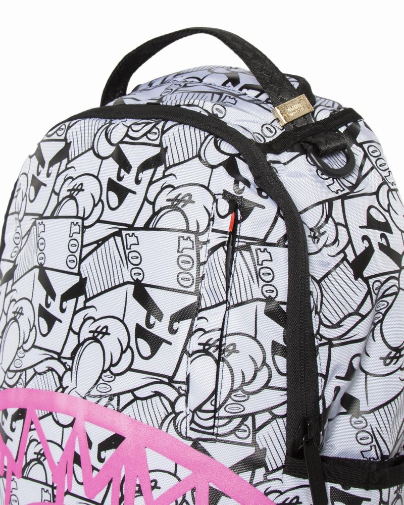 White Sprayground Money Boys Attack Men's Backpacks | 442518916