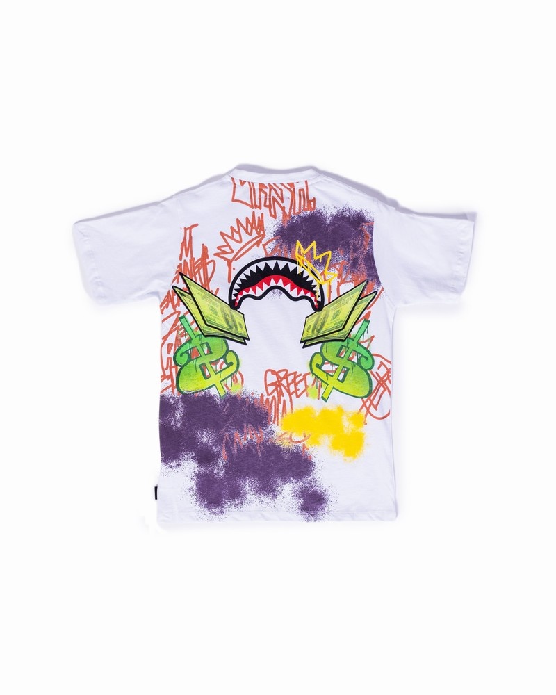 White Sprayground Money Kids' T Shirts | 885774773