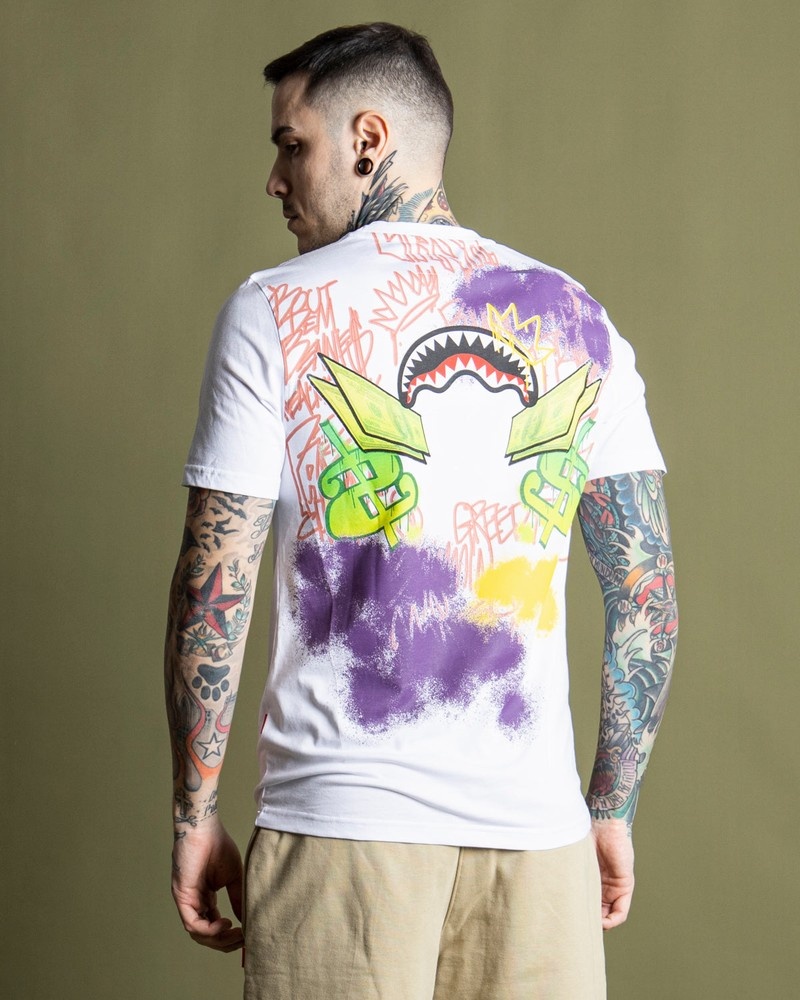 White Sprayground Money Women's T Shirts | 350441071