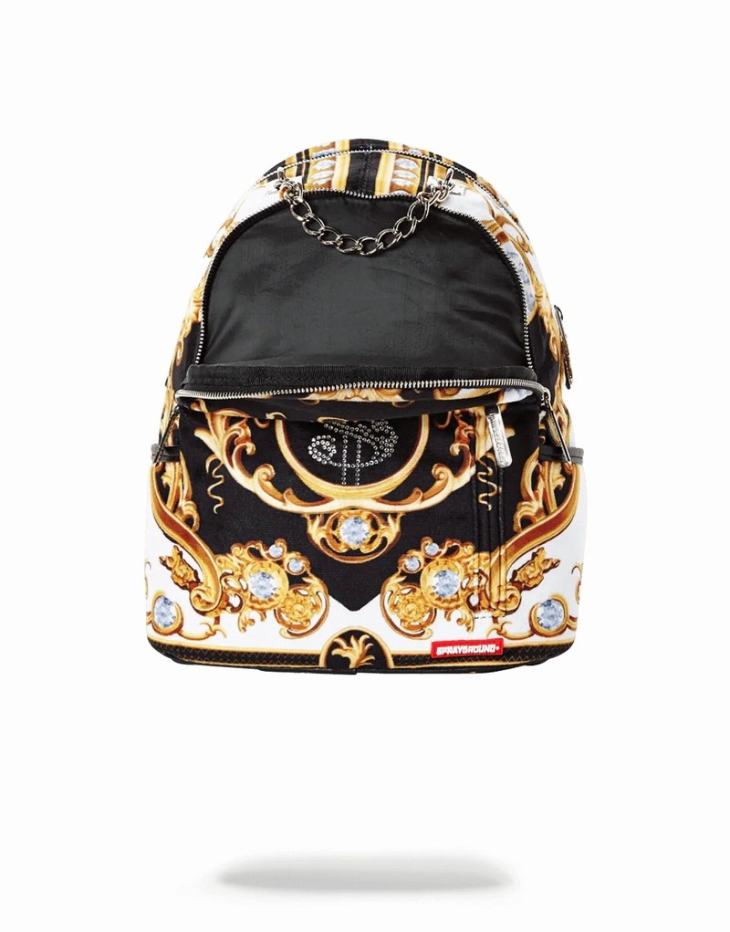 White Sprayground Palace Of Sharks Diamonds Savage Men's Backpacks | 597030112