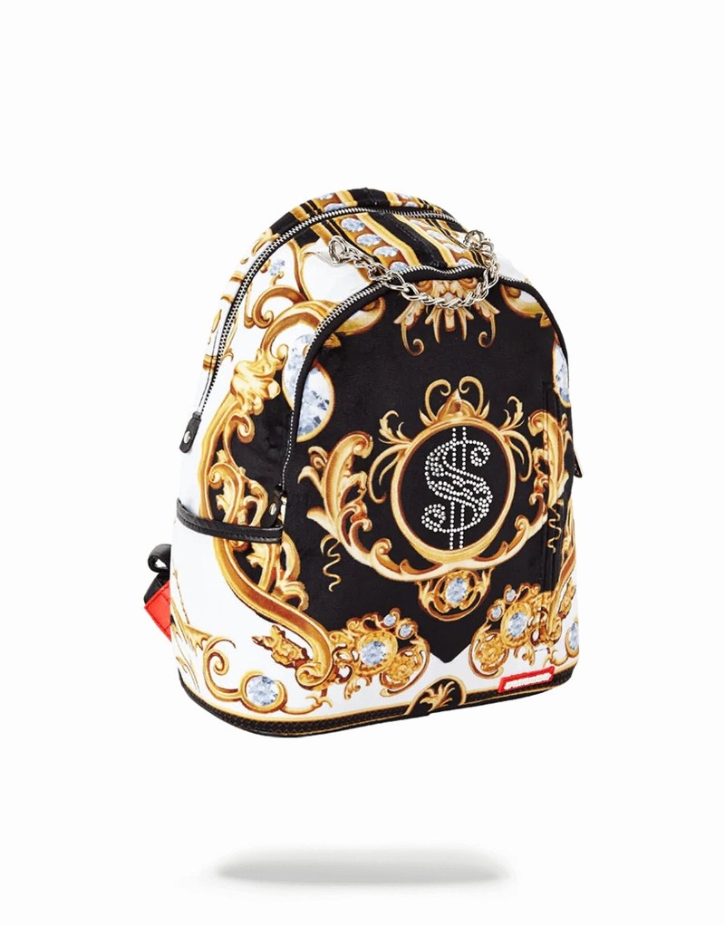 White Sprayground Palace Of Sharks Diamonds Savage Men's Backpacks | 597030112
