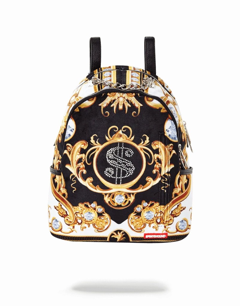 White Sprayground Palace Of Sharks Diamonds Savage Men\'s Backpacks | 597030112