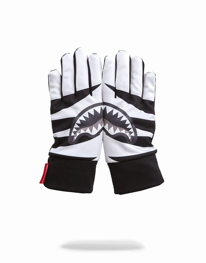 White Sprayground Phantom Slash Shark Women's Gloves | 426187360