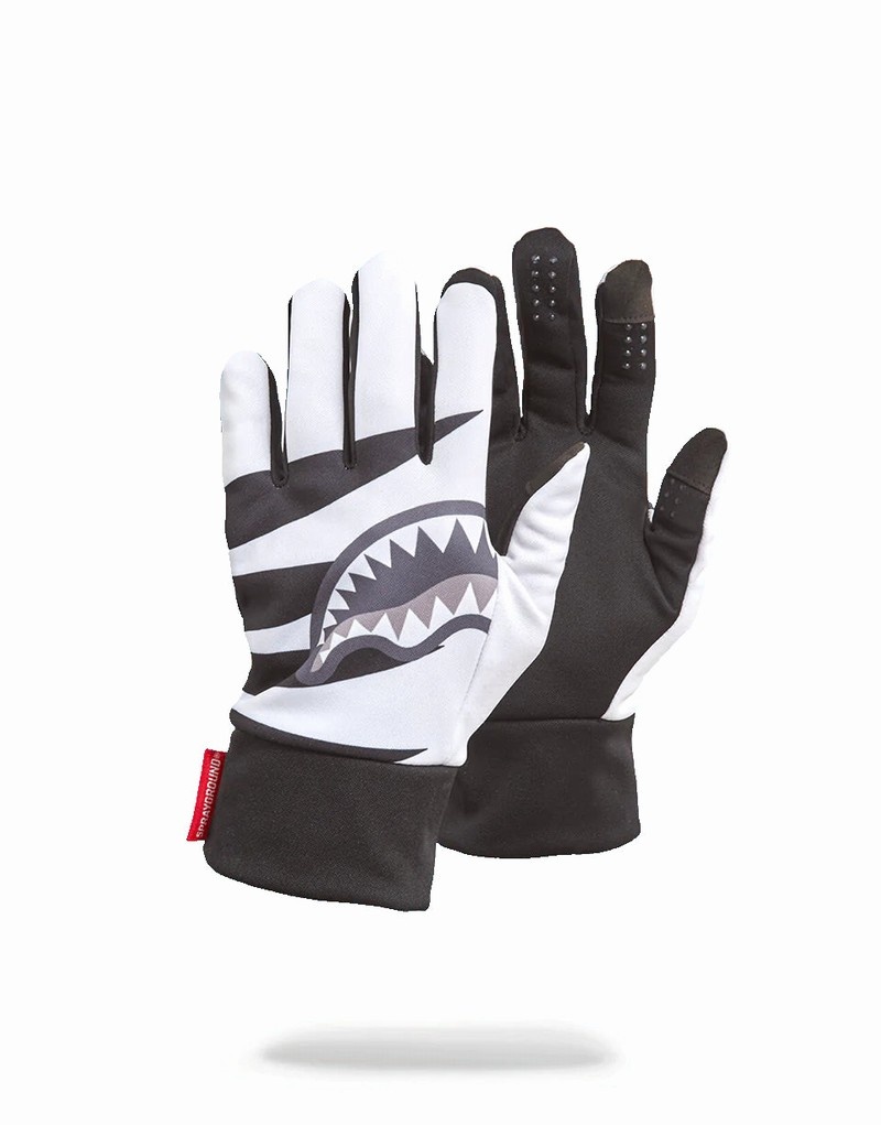 White Sprayground Phantom Slash Shark Women's Gloves | 426187360