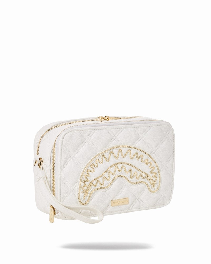 White Sprayground Pochette Riviera Gold Men's Toiletry Bags | 902165681