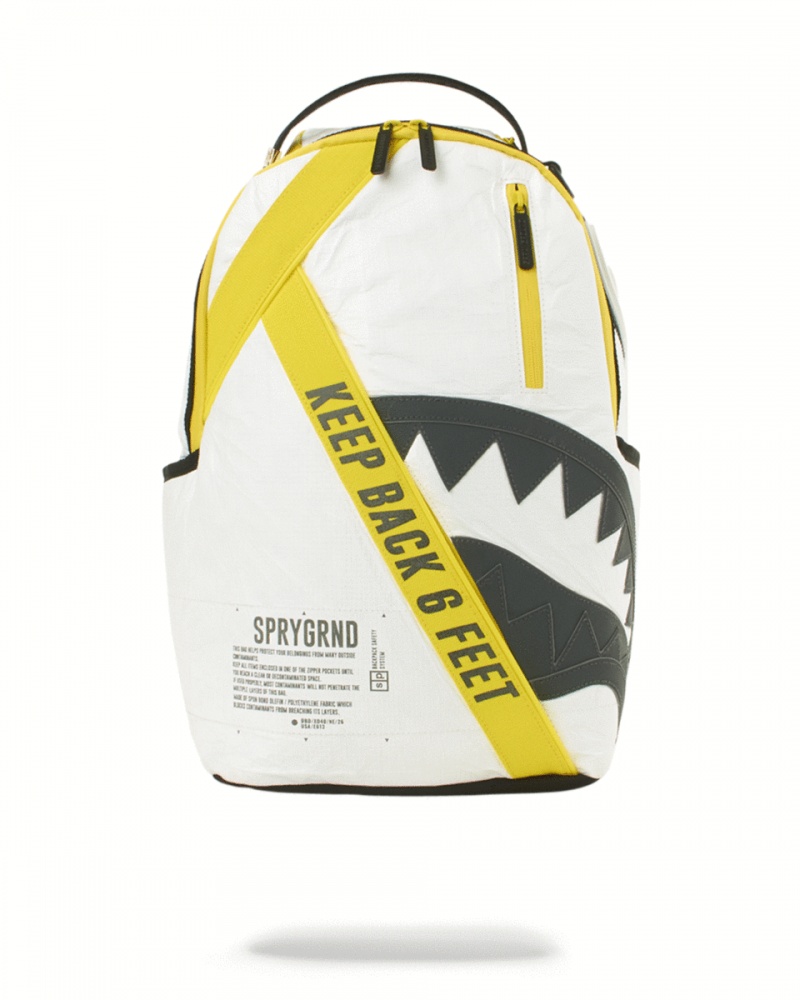 White Sprayground Sg95 Keep Back!Pack Tyvek 3m Shark Men\'s Backpacks | 213740428